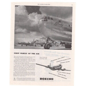 Vintage Original Boeing Stratocruiser Magazine Advertisement 1947 B&W Airplane